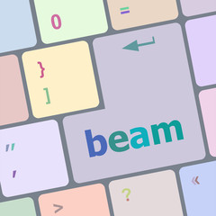 beam word on keyboard key, notebook computer button vector illustration