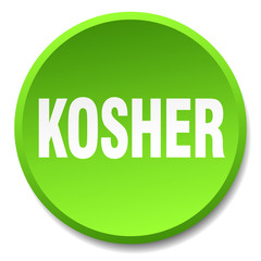kosher green round flat isolated push button