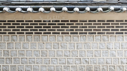 Korean style wall and roof in bukchon hanok village south korea