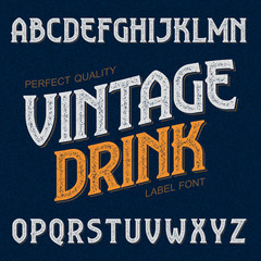 Vintage drink label font. Ideal for any design in vintage style.