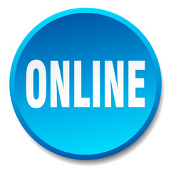 online blue round flat isolated push button