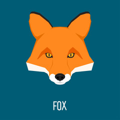 Obraz premium Fox cartoon portrait isolated on stylish blue background