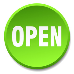 open green round flat isolated push button