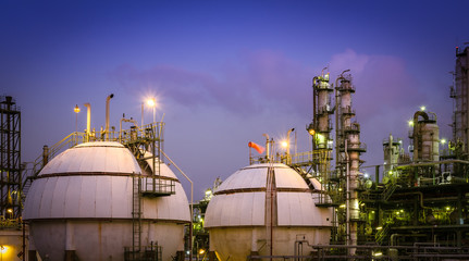 Gas storage  petrochemical plant at night