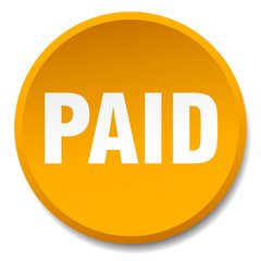 paid orange round flat isolated push button