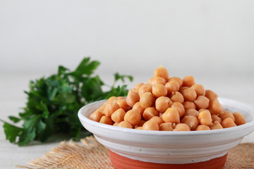 Chickpeas on white background