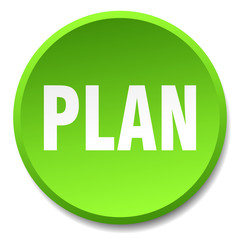 plan green round flat isolated push button