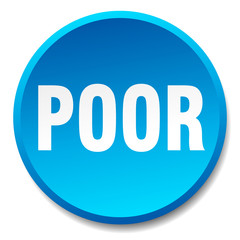 poor blue round flat isolated push button