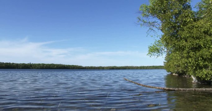Panoramic view of calm water in Cyprus lake, on the Bruce peninsula in Ontario, Canada
