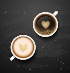 coffee break. Hot Coffee cup on white wooden vector background. coffee and latte