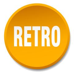 retro orange round flat isolated push button