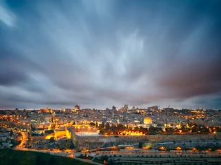 Tuinposter Dramatic clouds over Jerusalem old city, Israel © SJ Travel Footage
