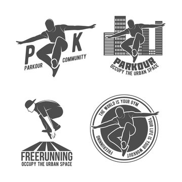 Set of parkour and free running badges