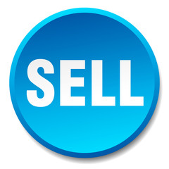 sell blue round flat isolated push button