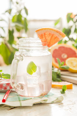 Lemonade in mason jar outside