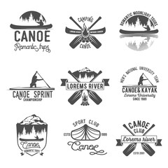 Set of vintage canoeing  logo