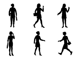 Six businesswomen silhouettes