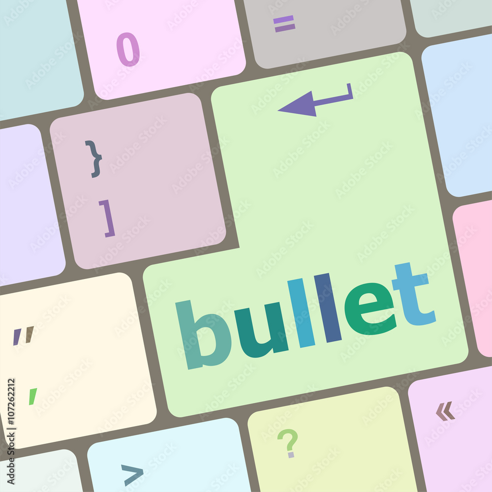 Poster computer keyboard with bullet key. business concept vector illustration
