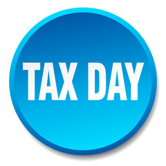 tax day blue round flat isolated push button