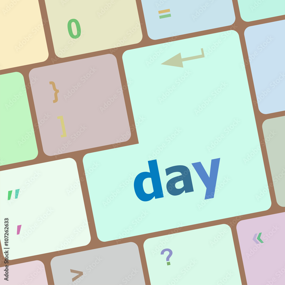 Aufkleber day button on computer pc keyboard key vector illustration