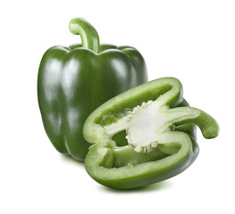 Green bell pepper half 2 isolated on white background