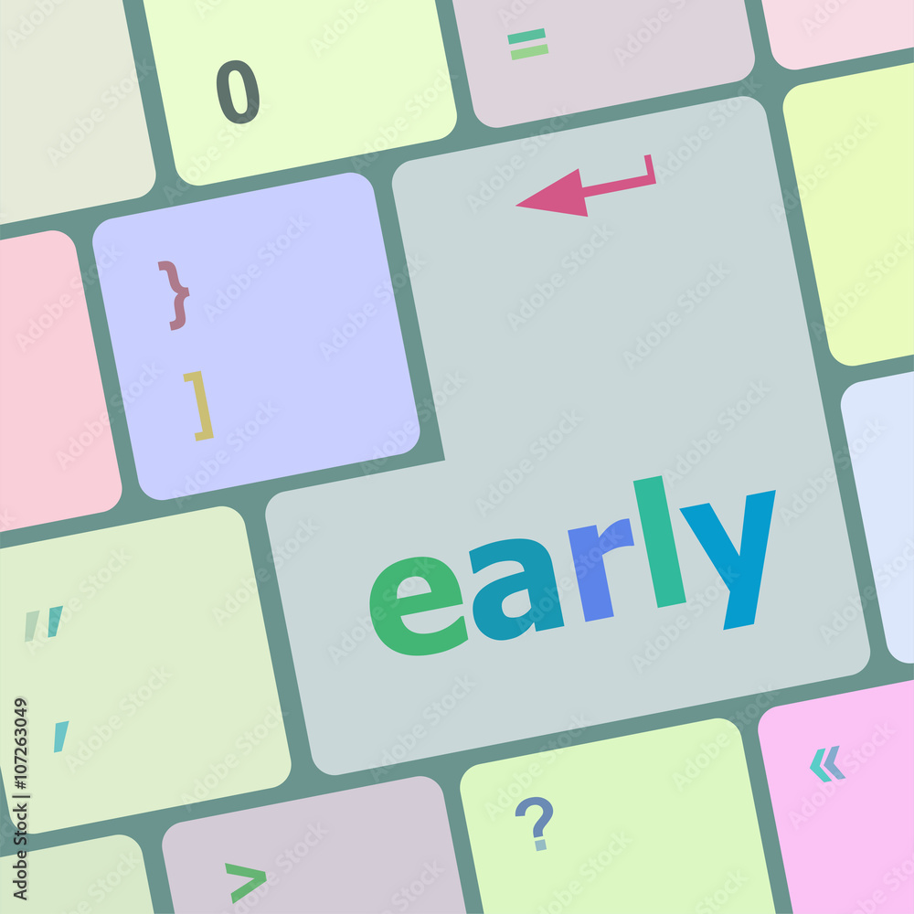 Poster early button on computer pc keyboard key vector illustration