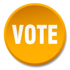 vote orange round flat isolated push button
