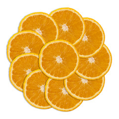 cut pieces of orange are laid in the shape of a circle