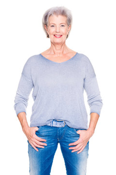 Senior Woman In Blue Jeans