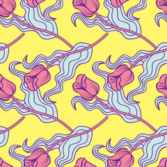 Vector seamless pattern with tulips