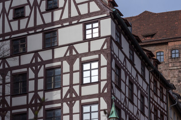 Fototapeta na wymiar old half timbered building facade, nuremberg germany