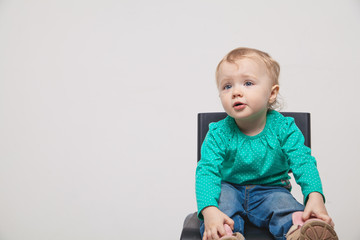 Fototapeta premium happy little girl a on white background