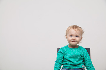 Naklejka premium happy little girl a on white background