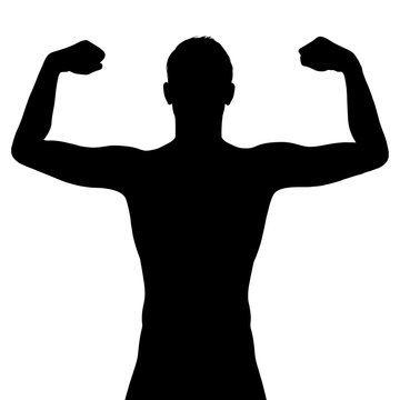 Male silhouette flexing his muscles