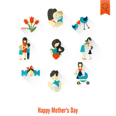 Fototapeta premium Happy Mothers Day Icons