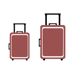 Stylized icon of colored suitcases on a white background