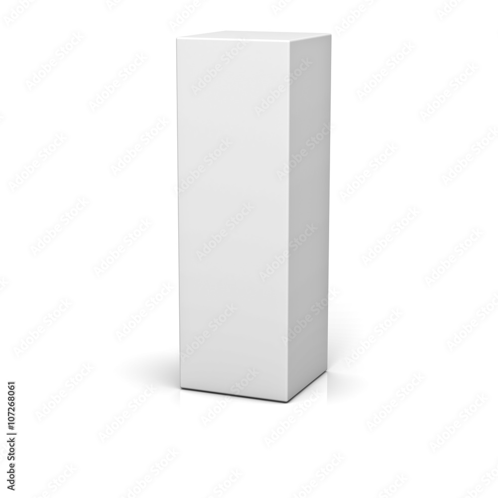 Poster blank box isolated over white background with reflection