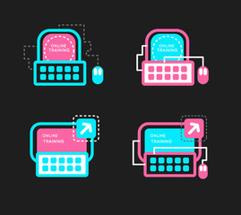 Online mentorship vector concept logo. Online training vector ic