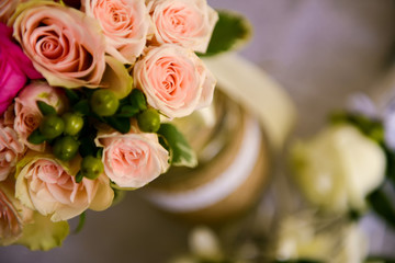 Bouquet of roses arranged in a vase