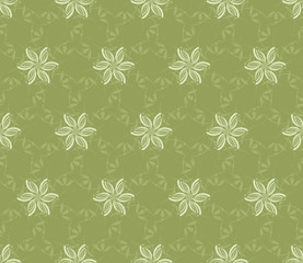 Fototapeta premium Green seamless wall-paper with abstract flower