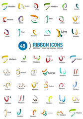 Fototapeta premium Vector line ribbon logo set