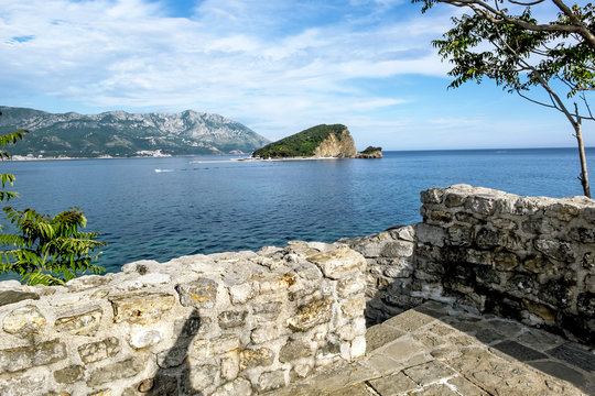 Old town of Budva in Montenegro in sunny day