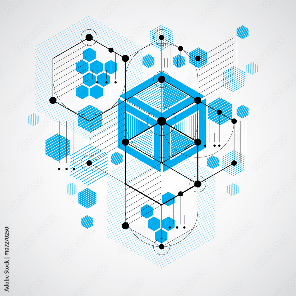 Poster vector bauhaus abstract background made with grid