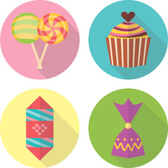 Flat icons. Candy and other sweets