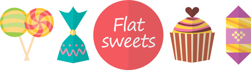 Flat images. Candy and other sweets
