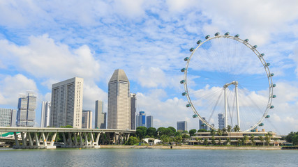 Singapore cityscape againt cloud and blue sky