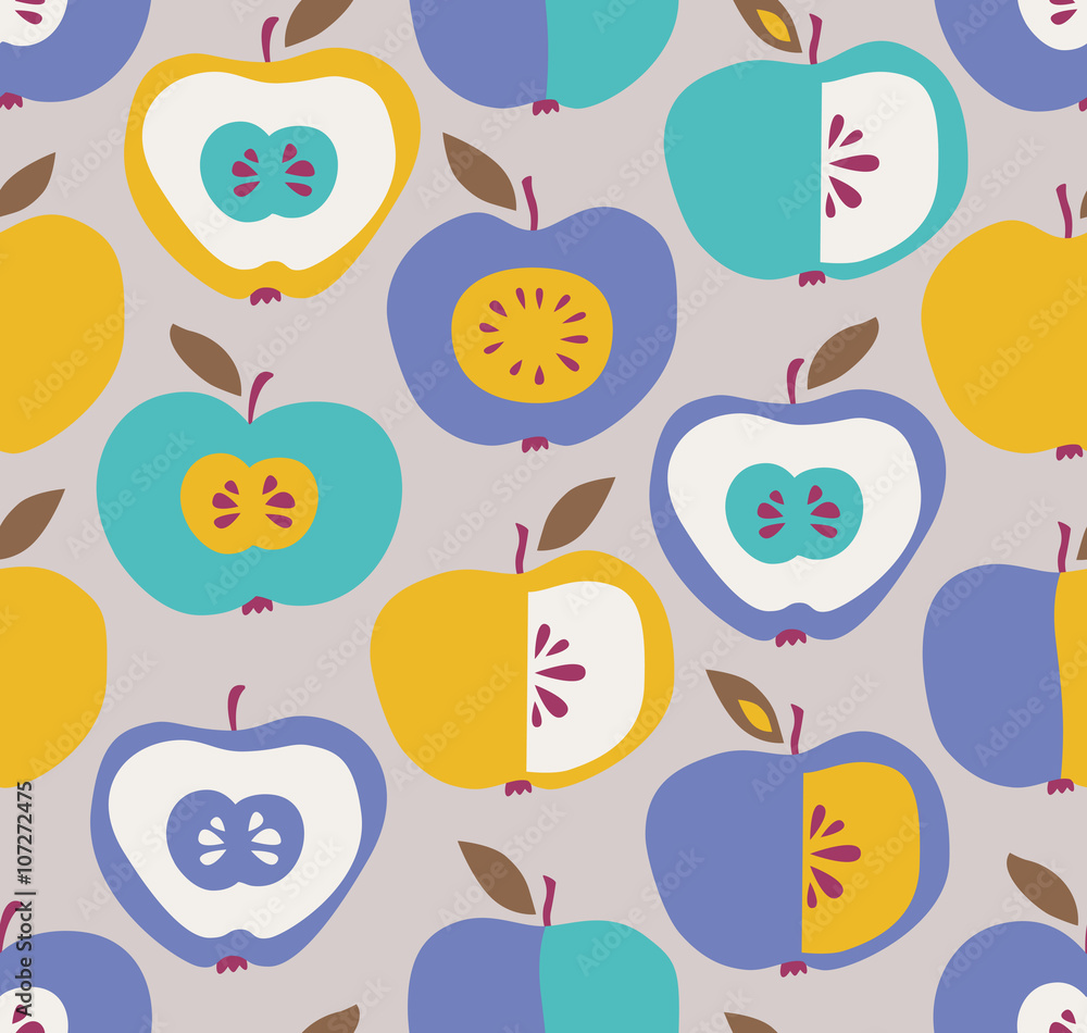 Poster seamless pattern with apples