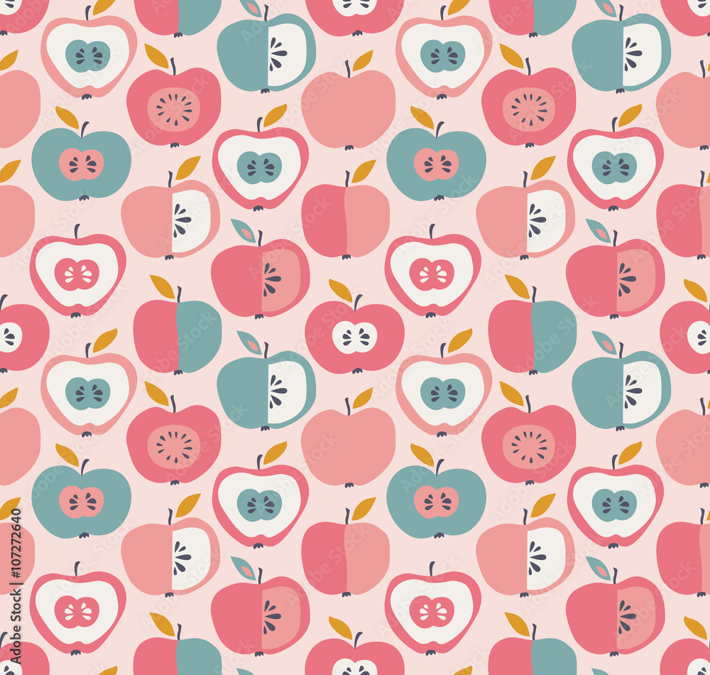 Poster seamless pattern with apples