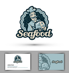 seafood vector logo. fresh fish, cooking or restaurant icon
