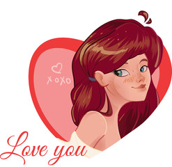 Beautiful girl with a heart. Cute girl. Romantic girl.